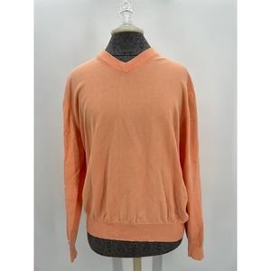Paul Fredrick Pima Cotton peach pullover v neck sweater M